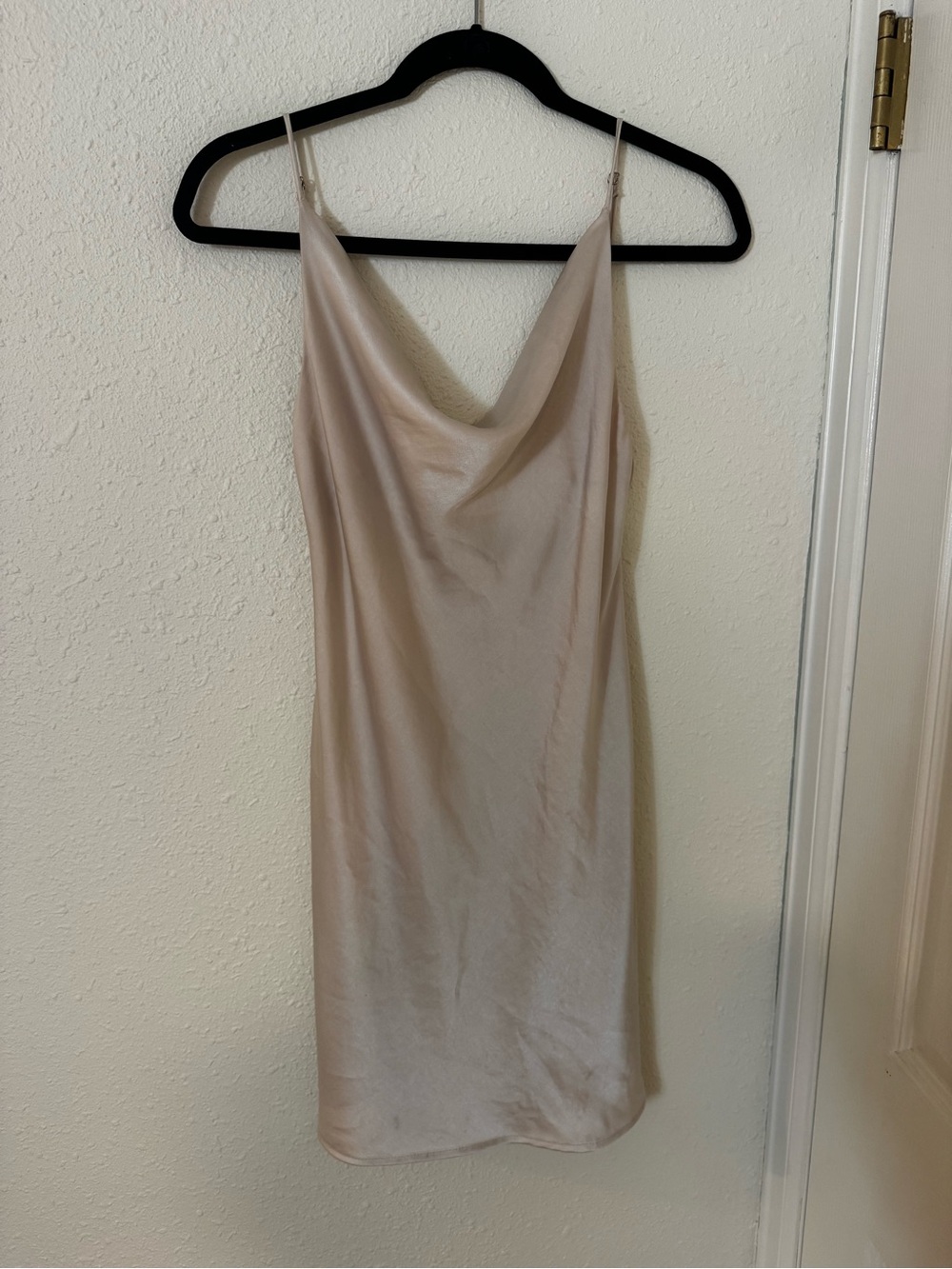 True Blue Blue Life- Satin Cowl Slip Dress in Champagne- Small